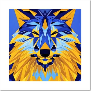 Pop Art Geometric Wolf Face Posters and Art